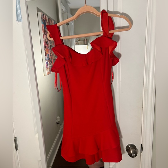 NWOT never worn she + sky red ruffle dress with built in shorts - Picture 2 of 2